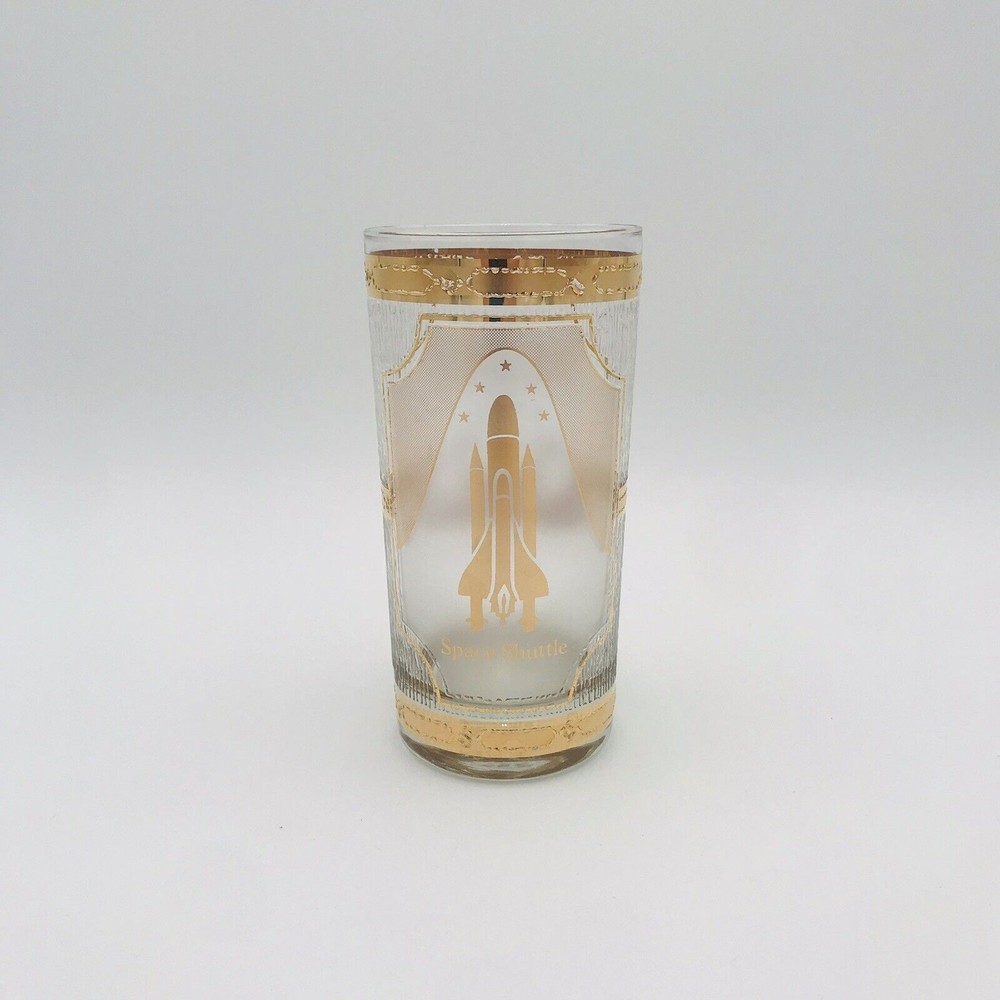 Culver Space Shuttle Gold Glass Tumbler American Museum of Natural History Vtg